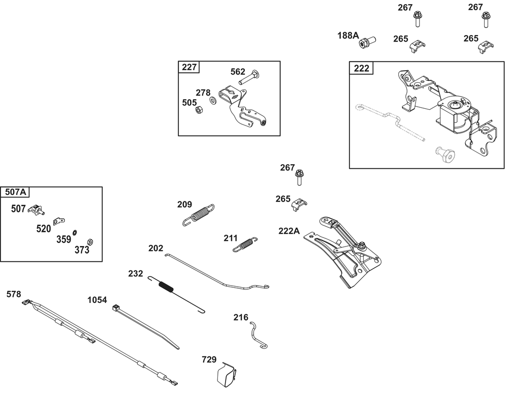 Controls Group Diagram and Parts List for 386447-0244-G1 200000 - 399999 Briggs and Stratton Engine